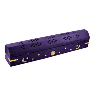 12” Wood Incense Coffin Burner Purple