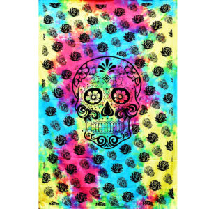 ThreadHeads Tie-Dye Sugar Skull Tapestry | 55" x 83"
