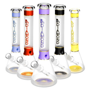 Diamond Glass Stripes Water Pipe | 12"