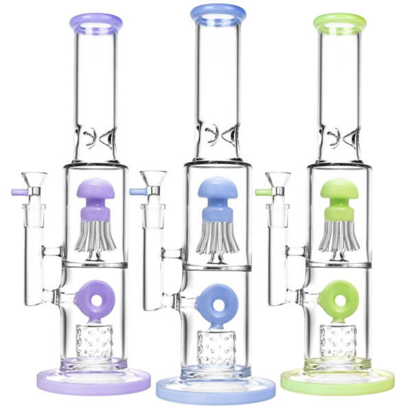 Dual Chamber Jellyfish Perc Water Pipe | 14"
