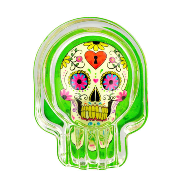 Glow Sugar Skull Glass Ashtray 2 75 x3 75 glow-sugar-skull-glass-ashtray-2-75-x3-75