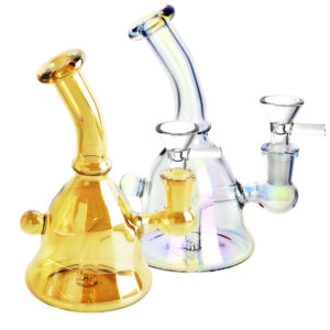 Handbell Iridescent Glass Water Pipe | 6.5"