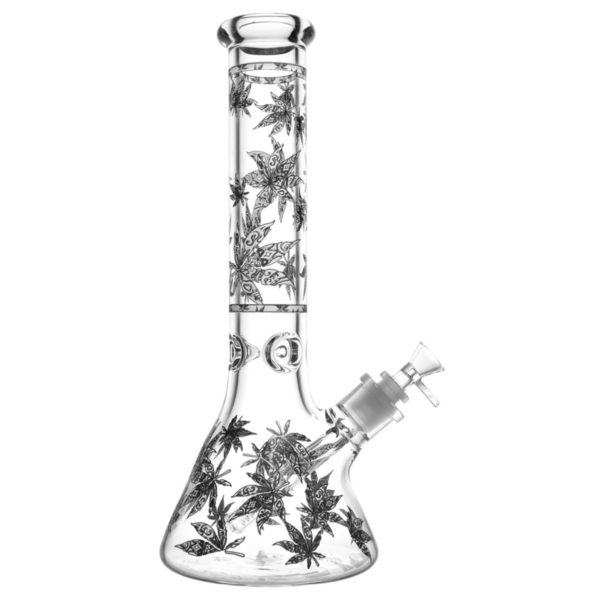 Hemp Leaves Glow in the Dark Water Pipe | 14"