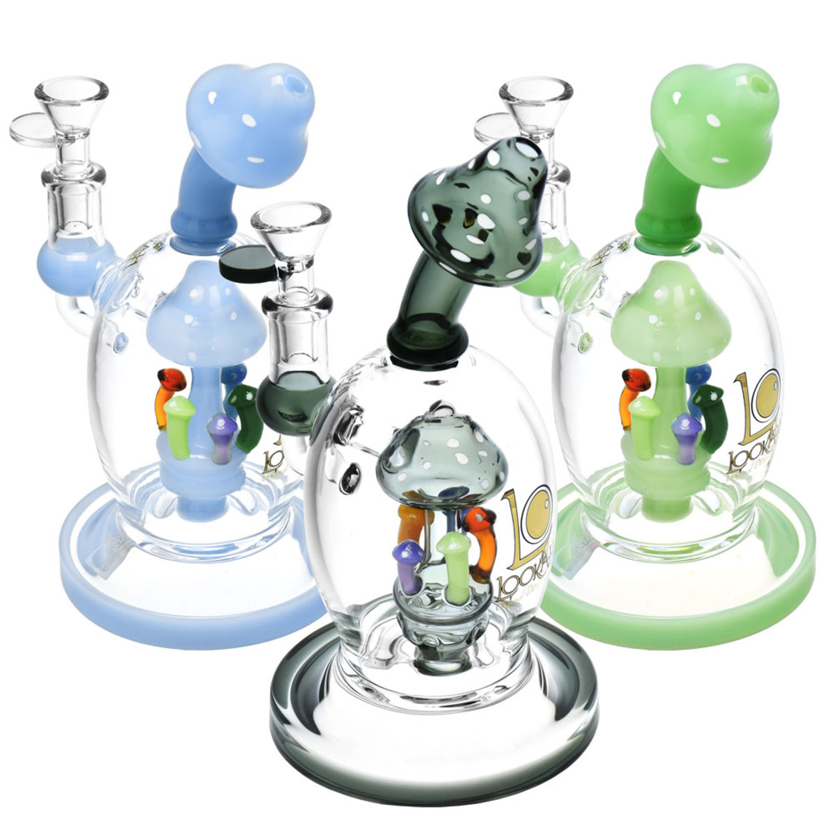 Lookah Glass Crazy Mushrooms Water Pipe | 8"