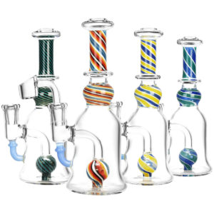 Magician Spiral Stripe Ball Perc Rig | 7.5"