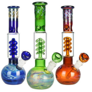 Milky Fade Water Pipe w/ Coil Perc | 11.75"
