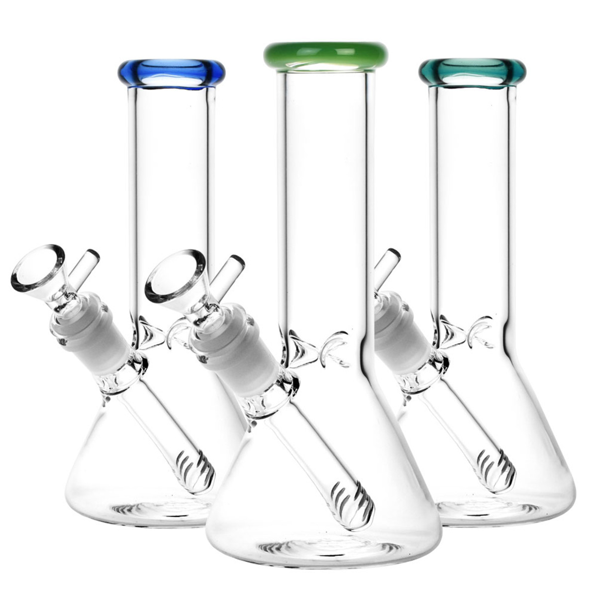 Mini Beaker Water Pipe w/ Color Rim | 8"