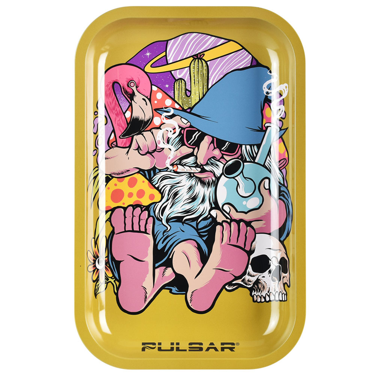 Pulsar Metal Rolling Tray | Flamingo Wizard | 11"x7"
