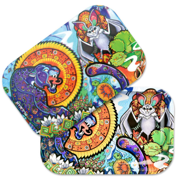 Pulsar Metal Rolling Tray w/ Lid | 11"x7" | Psychedelic Jungle