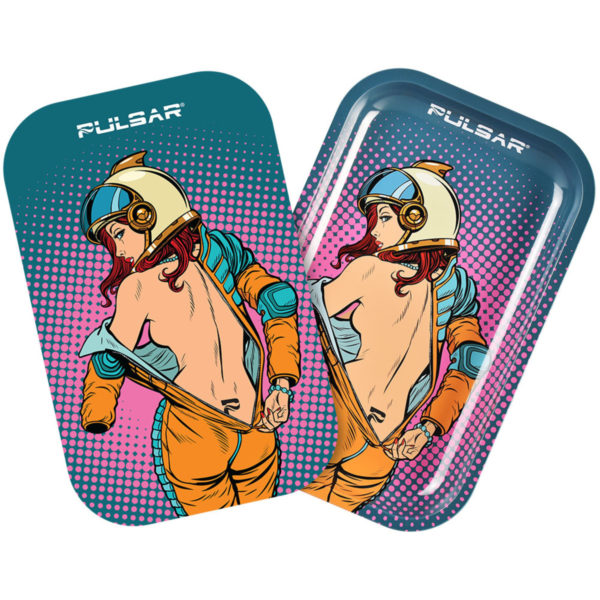Pulsar Metal Rolling Tray w/ Lid | 11"x7" | Zero-G Strip Glow