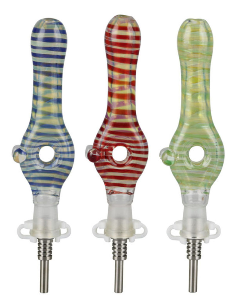 Glass Donut Dab Straw w/ Titanium Tip 5.5"/10mm/Colors Vary