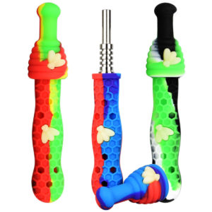 Silicone UV Honeybee Vapor Straw w/ Cap - 6.5" | Colors Vary