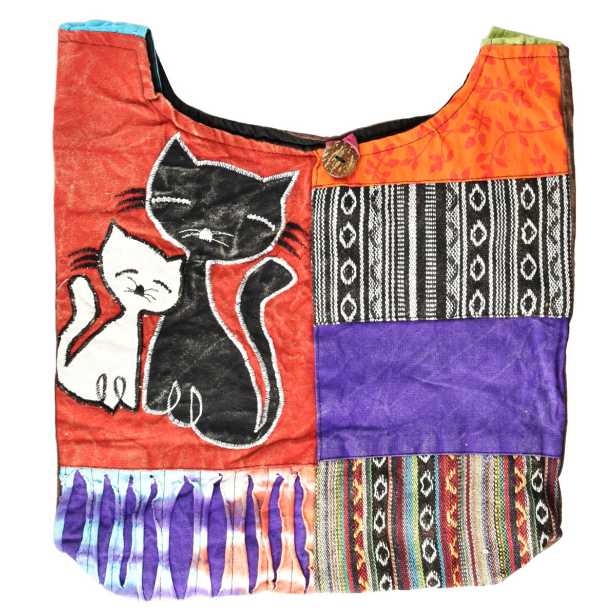 ThreadHeads Kitten Couple Patchwork Sling Bag | 14"x14"