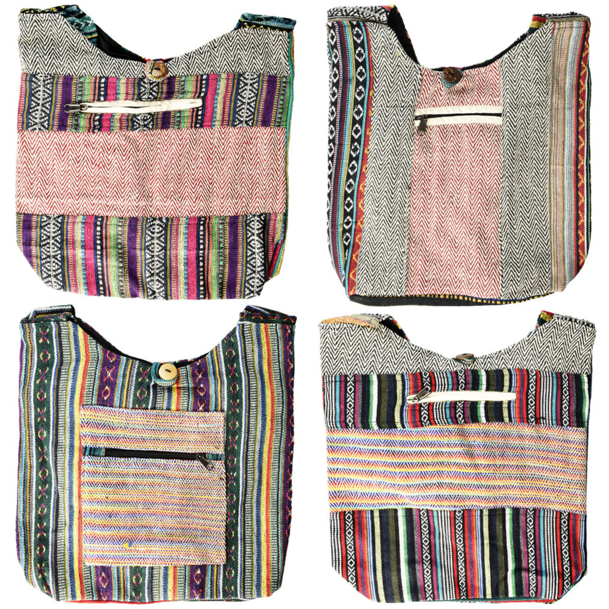 ThreadHeads Multi-color Woven Patterns Bag | 15"x15"