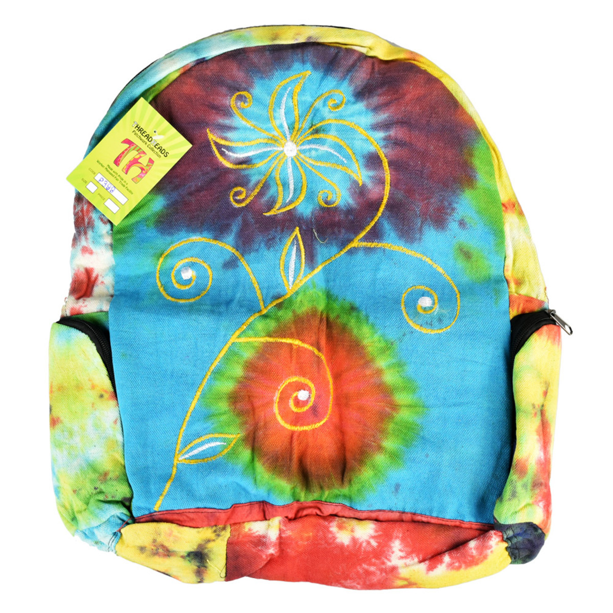 ThreadHeads Stitched Flower Tie-Dye Backpack | 12" x 16"
