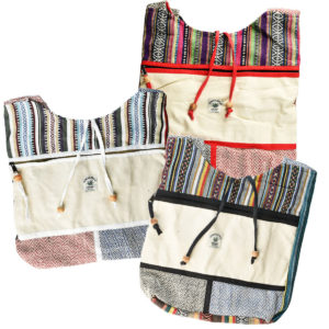 ThreadHeads Wooden Beads Hemp Sling Bag | 15"x15" | Colors Vary