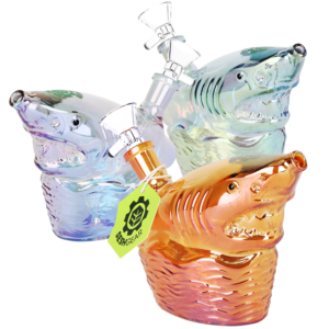 SeshGear Shark Attack Electroplated Glass Water Pipe
